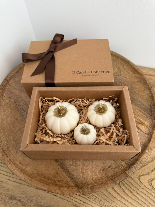 Pumpkin Trio Candles - Natural Cream