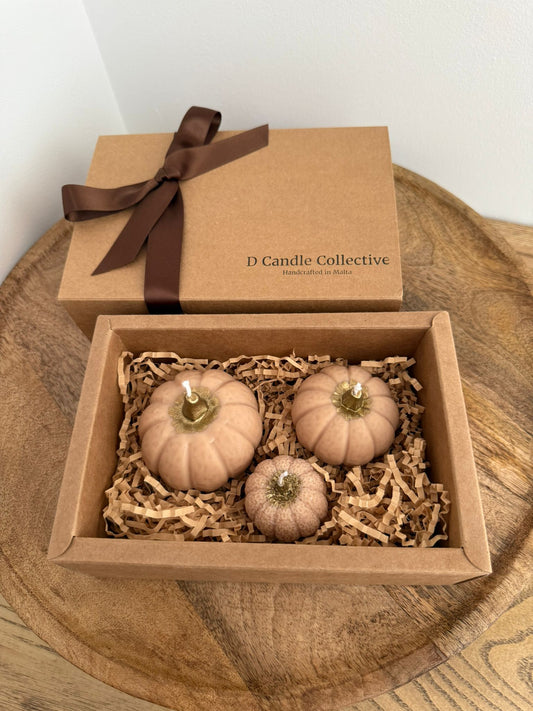 Pumpkin Trio Candles - Golden Brown